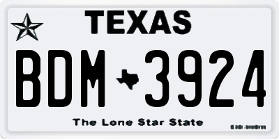 TX license plate BDM3924