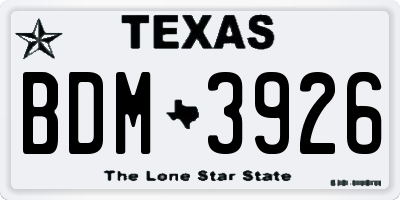 TX license plate BDM3926