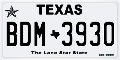 TX license plate BDM3930