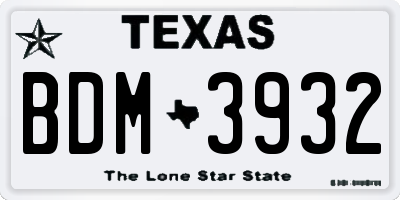 TX license plate BDM3932