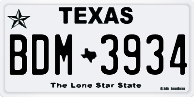 TX license plate BDM3934