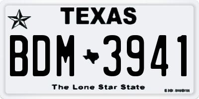 TX license plate BDM3941