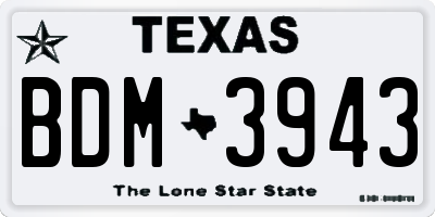 TX license plate BDM3943