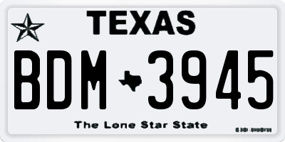 TX license plate BDM3945