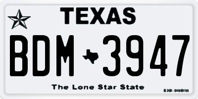 TX license plate BDM3947