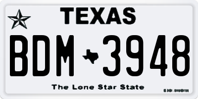 TX license plate BDM3948