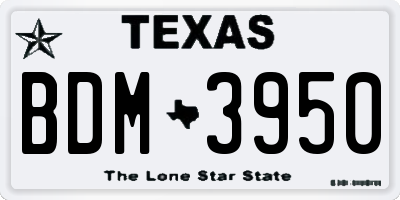 TX license plate BDM3950