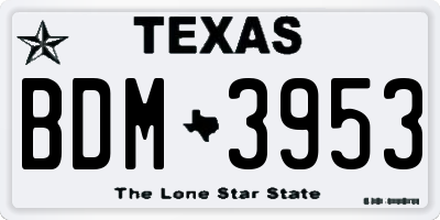 TX license plate BDM3953