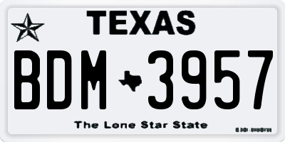 TX license plate BDM3957
