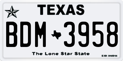 TX license plate BDM3958