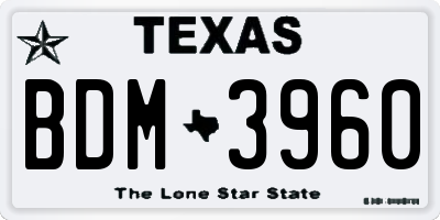 TX license plate BDM3960