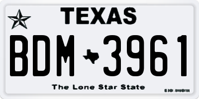 TX license plate BDM3961