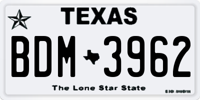 TX license plate BDM3962