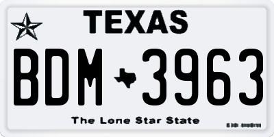 TX license plate BDM3963