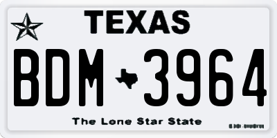 TX license plate BDM3964