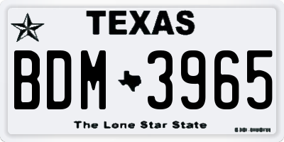 TX license plate BDM3965