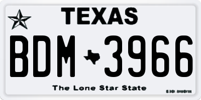 TX license plate BDM3966