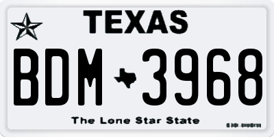 TX license plate BDM3968