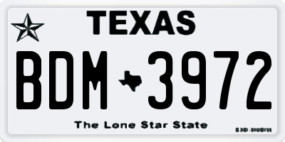 TX license plate BDM3972