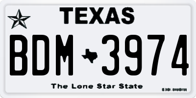 TX license plate BDM3974