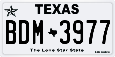 TX license plate BDM3977