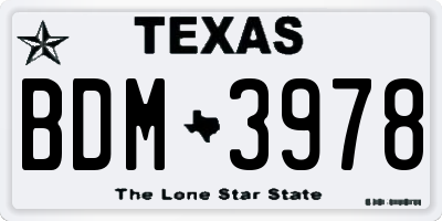 TX license plate BDM3978