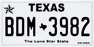 TX license plate BDM3982