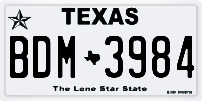 TX license plate BDM3984