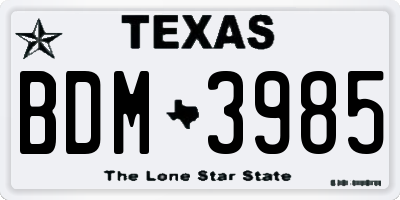 TX license plate BDM3985