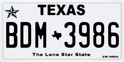 TX license plate BDM3986