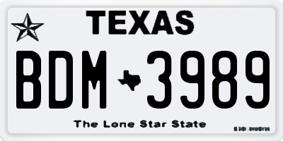 TX license plate BDM3989