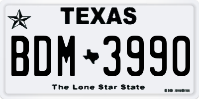 TX license plate BDM3990