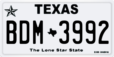 TX license plate BDM3992
