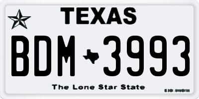 TX license plate BDM3993