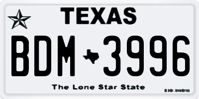 TX license plate BDM3996