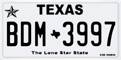 TX license plate BDM3997