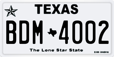 TX license plate BDM4002