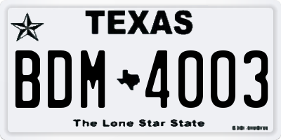 TX license plate BDM4003