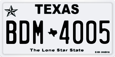 TX license plate BDM4005