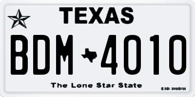 TX license plate BDM4010