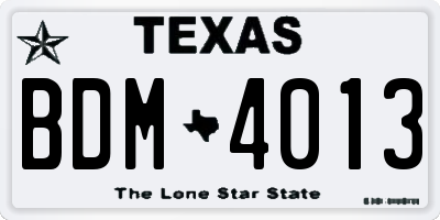 TX license plate BDM4013