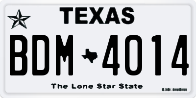 TX license plate BDM4014