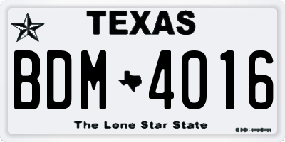 TX license plate BDM4016