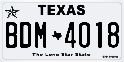 TX license plate BDM4018