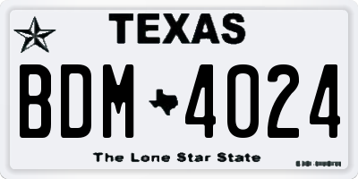 TX license plate BDM4024