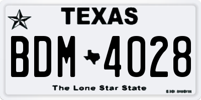 TX license plate BDM4028
