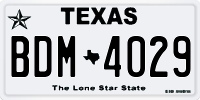 TX license plate BDM4029