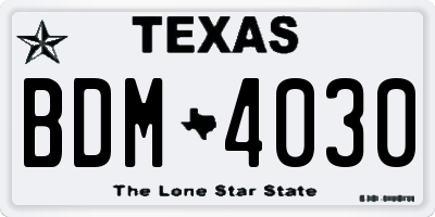 TX license plate BDM4030