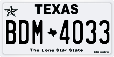 TX license plate BDM4033