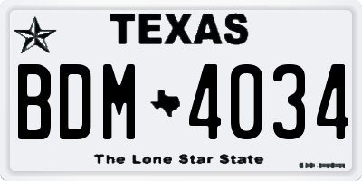 TX license plate BDM4034